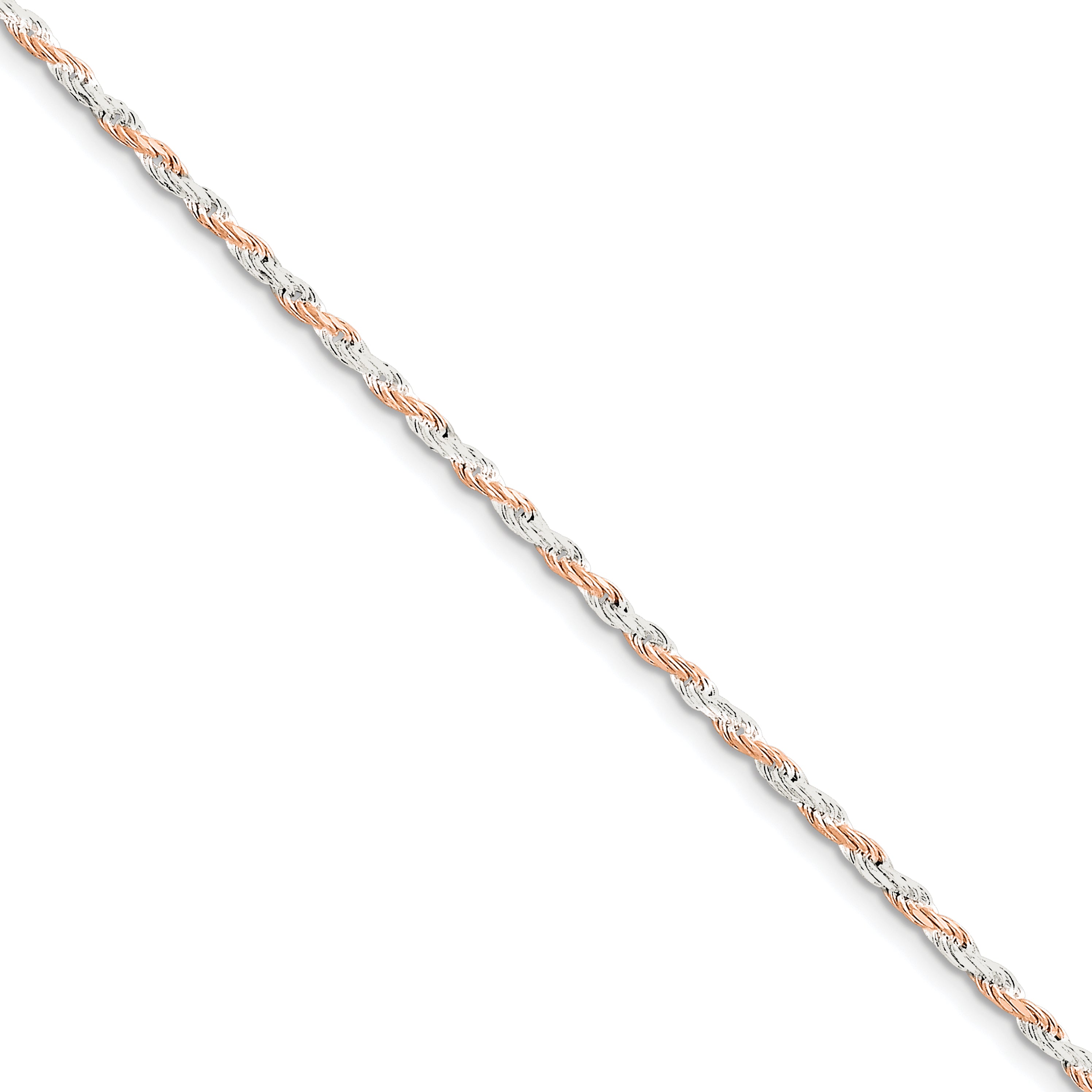 Sterling Silver 2.5mm Rose Vermeil Diamond-cut Rope Chain