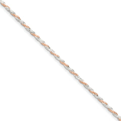 Sterling Silver 2.5mm Rose Vermeil Diamond-cut Rope Chain