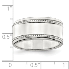 Sterling Silver 9.5mm Flat with Rope Edge Band