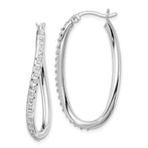 Diamond Fascination Diamond Mystique Sterling Silver Platinum-plated Diamond Oval Twist Hoop Earrings