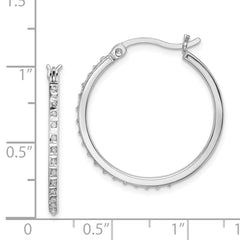 Sterling Silver Platinum-Plated Diamond Mystique Hoop Earrings, Elegant & Lightweight