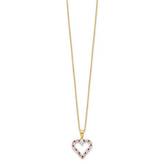 Sophia Jewelers 18K Gold-Plated Sterling Silver Ruby and Diamond Heart Necklace