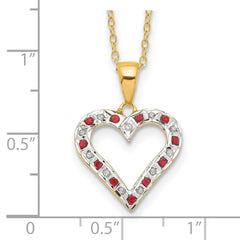 Sophia Jewelers 18K Gold-Plated Sterling Silver Ruby and Diamond Heart Necklace