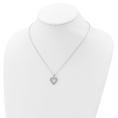 Sophia Jewelers Sterling Silver Platinum-Plated Heart Necklace with Diamond & Sapphire