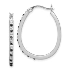 Diamond Fascination Diamond Mystique Sterling Silver Platinum-plated Diamond Black and White Diamond Hoop Earrings