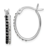 Diamond Fascination Diamond Mystique Sterling Silver Platinum-plated Diamond Black and White Diamond Oval Hoop Earrings