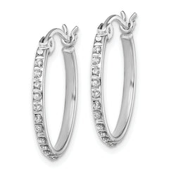 Sterling Silver Platinum-Plated Diamond Hoop Earrings with Polished Finish 20mm