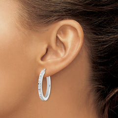 Diamond Fascination Diamond Mystique Sterling Silver Platinum-plated Diamond Hoop Earrings
