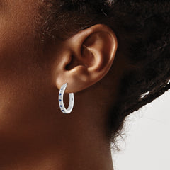 Diamond Fascination Diamond Mystique Sterling Silver Platinum-plated Diamond Sapphire Hoop Earrings