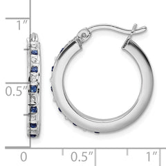 Diamond Fascination Diamond Mystique Sterling Silver Platinum-plated Diamond Sapphire Hoop Earrings