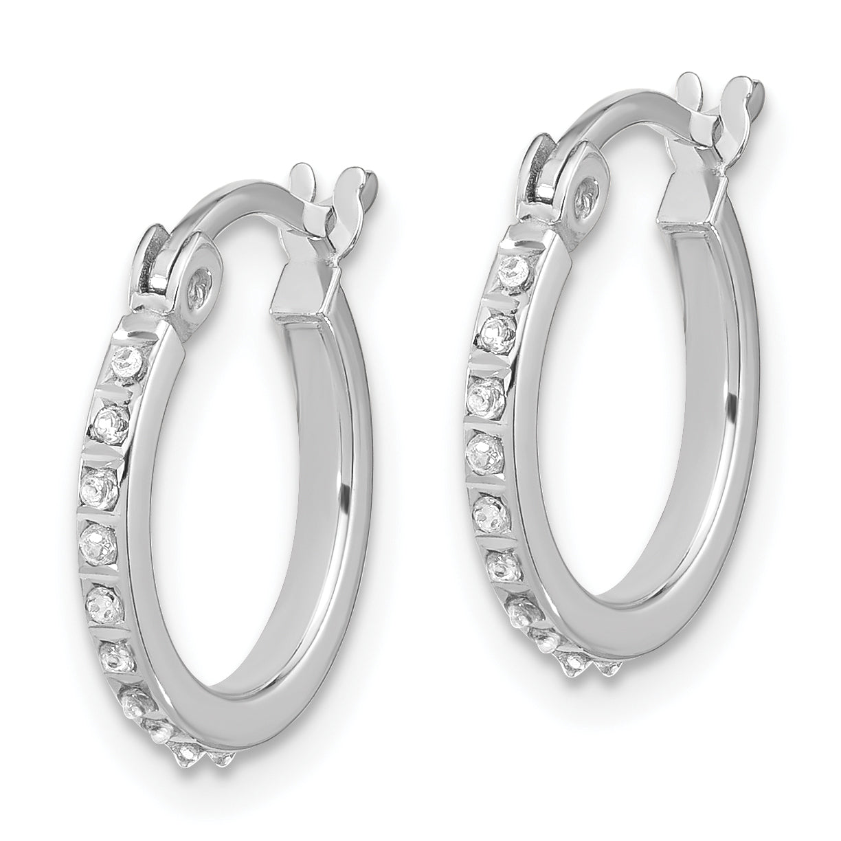 Sterling Silver Platinum-plated Diamond Mystique Hoop Earrings