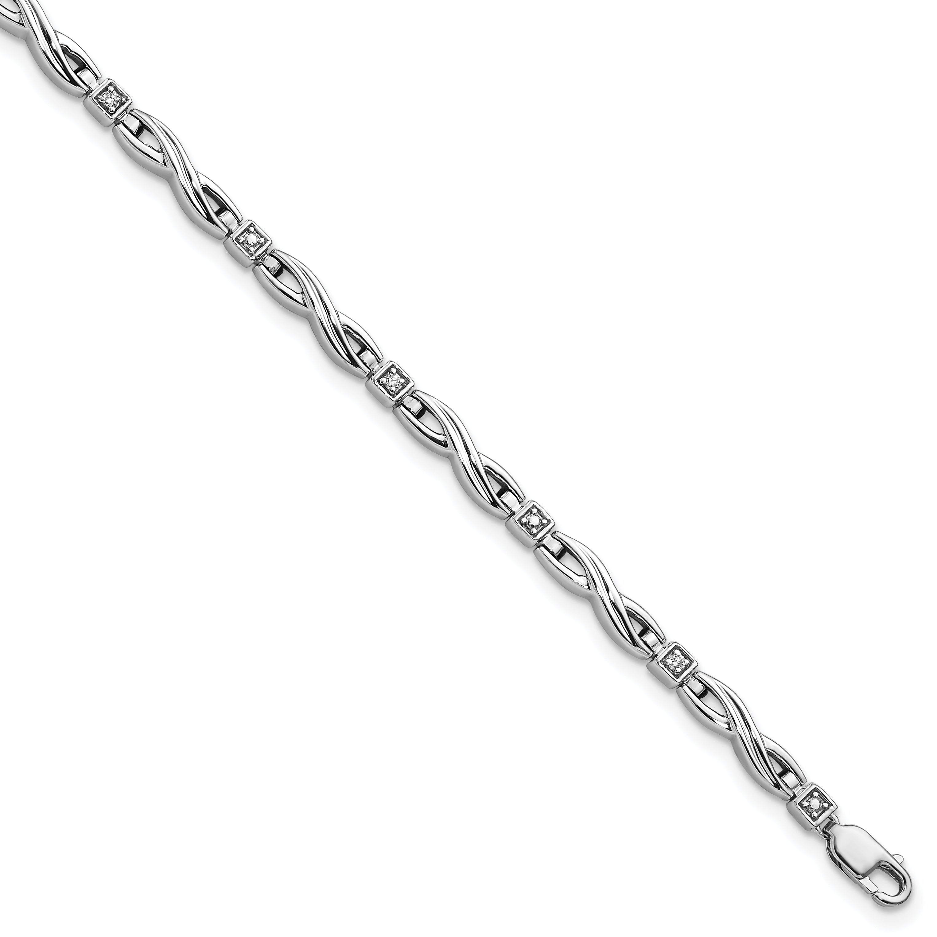 Sterling Silver Rhodium-plated Diam. Bracelet