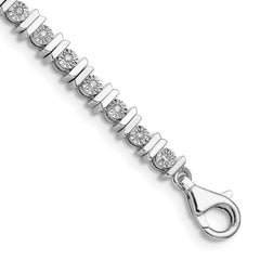 Sterling Silver Rhodium-plated Diam. Tennis Bracelet