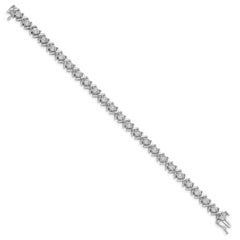 Sterling Silver Rhodium-plated Diam. X Bracelet