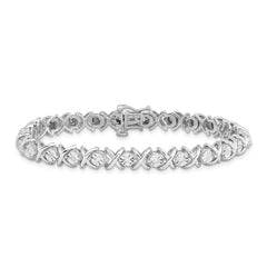 Sterling Silver Rhodium-plated Diam. X Bracelet