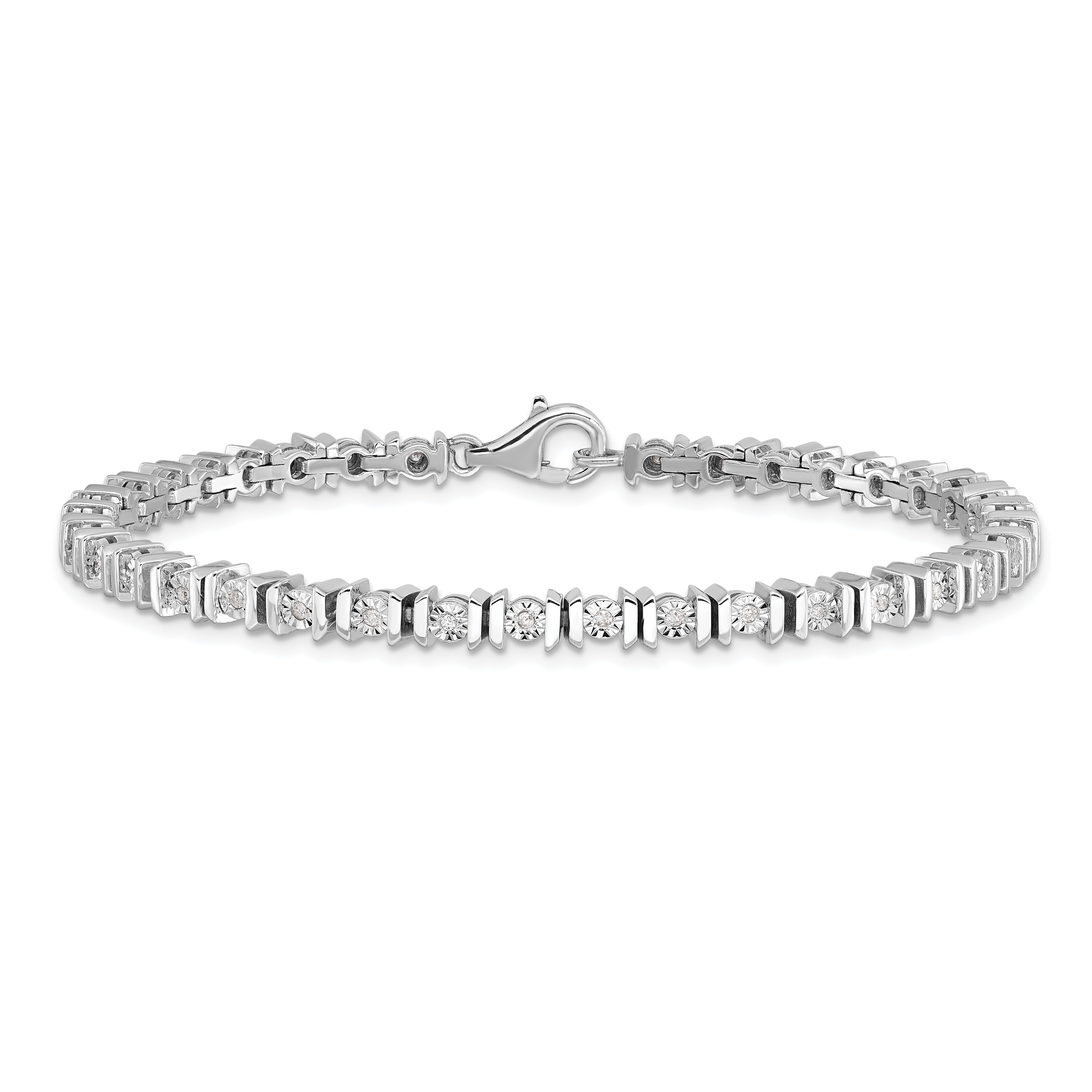 Sterling Silver Rhodium-plated Diam. Tennis Bracelet