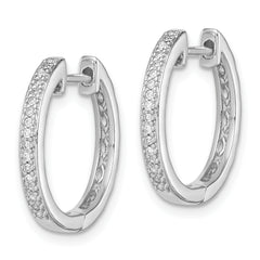 Sophia Jewelers Sterling Silver Diamond Huggie Hoop Earrings with Rhodium Finish