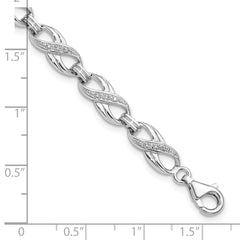 Sterling Silver Rhodium-plated Diam. Bracelet