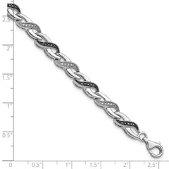 White Night Sterling Silver Rhodium-plated Black and White Diamond 7.5 Inch Bracelet