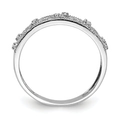 Sterling Silver Rhodium Plated Fancy Diamond Band