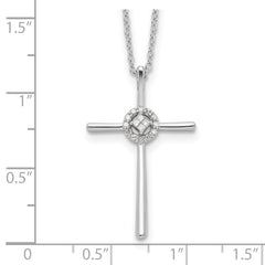 Sterling Silver Diamond Eternal Life Cross Necklace with Rhodium Polish