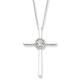 Sophia Jewelers Sterling Silver Diamond Cross Necklace with Rhodium-Plated Elegance