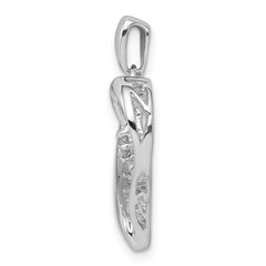 Sterling Silver Rhodium Diam. Heart Pendant