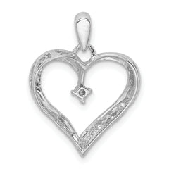 Sterling Silver Rhodium Diam. Heart Pendant