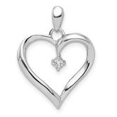 Sterling Silver Rhodium Diam. Heart Pendant