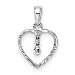 Sterling Silver Diamond Rhodium Heart Pendant