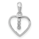 Sterling Silver Diamond Rhodium Heart Pendant