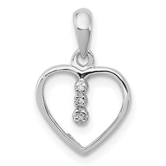 Sterling Silver Diamond Rhodium Heart Pendant