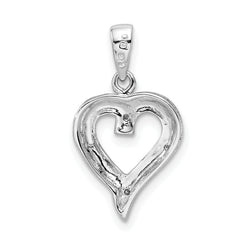 Sterling Silver Rhodium Diamond Heart Pendant