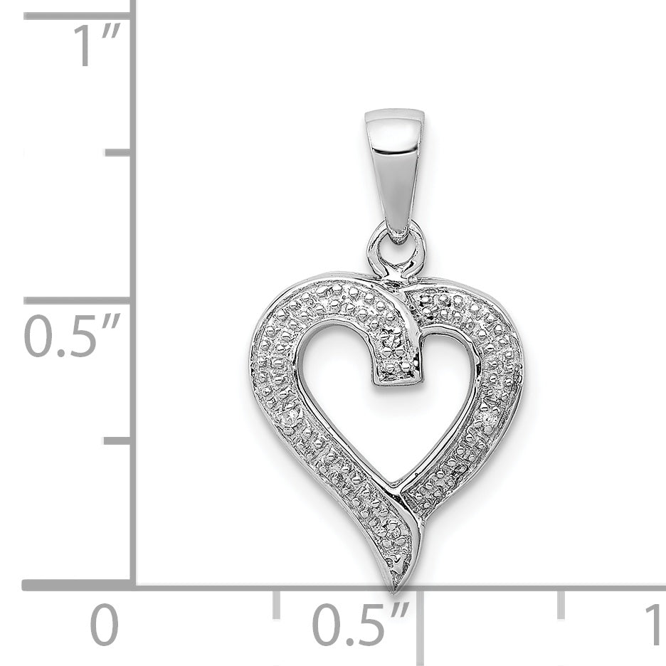 Sterling Silver Rhodium Diamond Heart Pendant