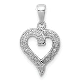 Sterling Silver Rhodium Diamond Heart Pendant