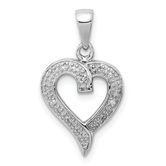 Sterling Silver Rhodium Diamond Heart Pendant