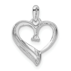 Sterling Silver Rhodium Diam. Heart Pendant