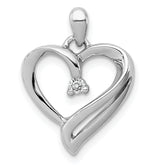 Sterling Silver Rhodium Diam. Heart Pendant