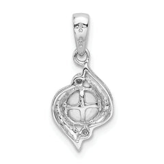 Sterling Silver Rhodium 6mm FW Cultured Pearl & Diamond Pendant