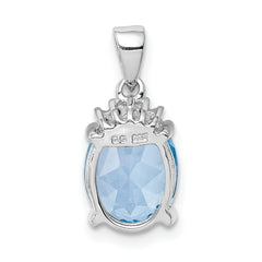 Sterling Silver Rhodium-plated Sky Blue Topaz Diamond Pendant