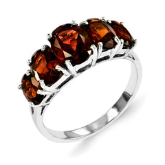 Sterling Silver Rhodium Garnet Ring
