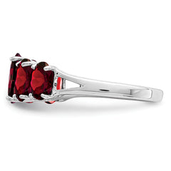 Sterling Silver Rhodium Garnet Ring