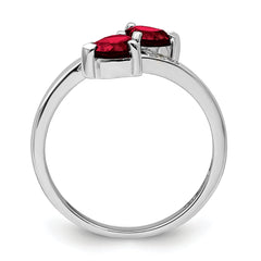 Sterling Silver Rhodium Garnet & Diamond Heart Ring