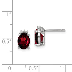 Sophia Jewelers 925 Sterling Silver Garnet and Diamond Rhodium-Plated Earrings