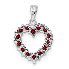 Sterling Silver Rhodium Garnet Pendant
