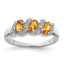 Curved Wavy Setting Three-Stone Citrine & Diamond Ring in Sterling Silver (0.01 ct. tw.), Size 6–8 - Sophia Jewelers