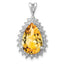 Pear Citrine & Diamond Pendant in Sterling Silver, 25mm Textured (1/100 ct. tw.) - Sophia Jewelers