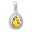 Sterling Silver Rhodium Citrine & Diamond Pendant