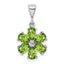 Pear Peridot & Diamond Flower Pendant in Sterling Silver, 24mm (2.68 ct. tw.) - Sophia Jewelers