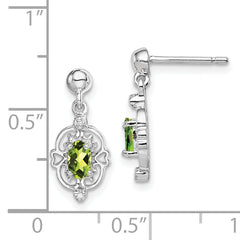 Sophia Jewelers Sterling Silver Peridot Diamond Drop Earrings Rhodium Plated